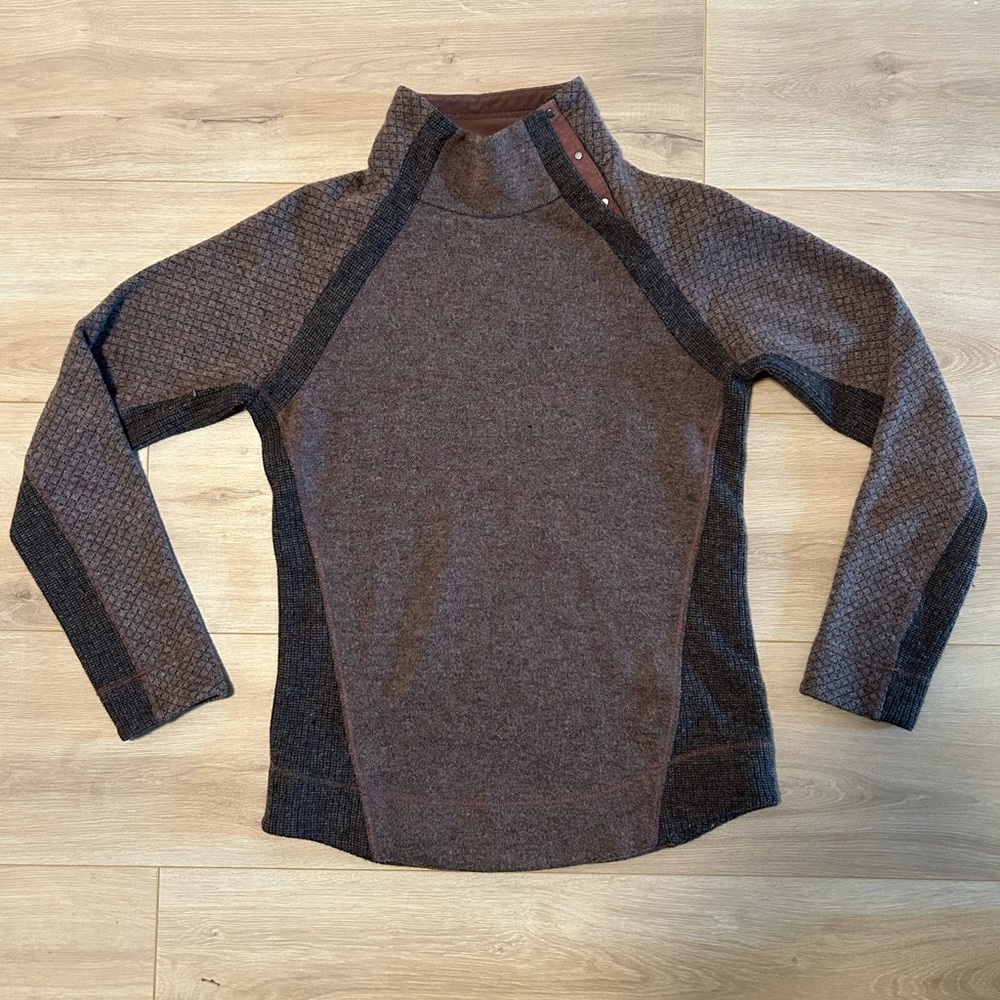 Prana Brown and Gray Hooded Sweater